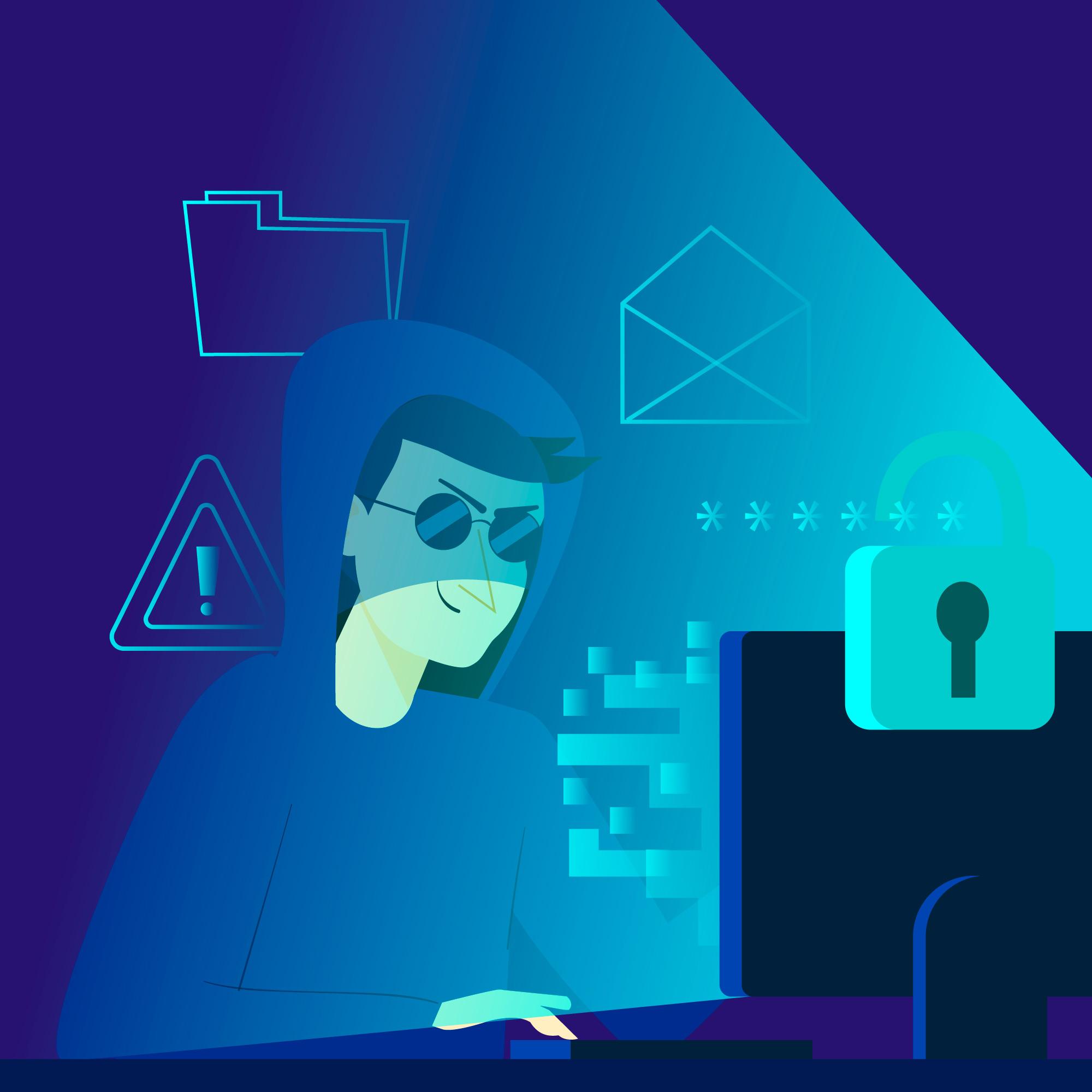 desenho de hacker como conceito de CallerID Spoofing