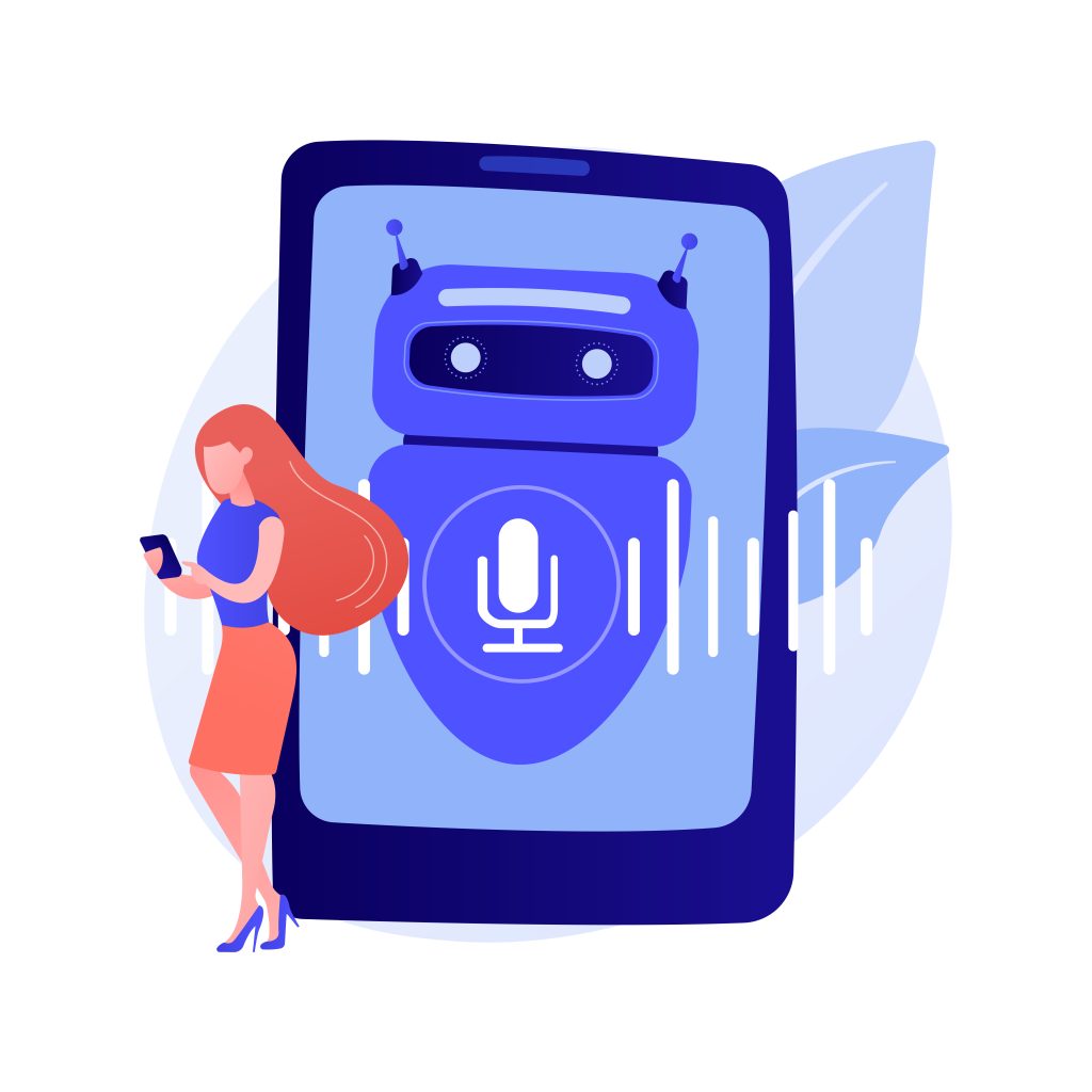mulher no telefone recebendo dados pelo bot de voz